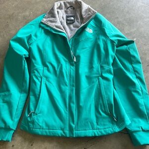 The North Face (Size M) Algae Blue Fleece Lined Full Zip Ruby Raschel LS Jacket